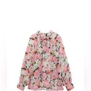 Zara Shirt with high collar and long sleeve cuffs.